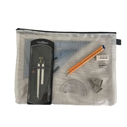 Picture of Pouch Bag with Clutch Pencil Compass, Clips & SG Set Square (0 at Edge)