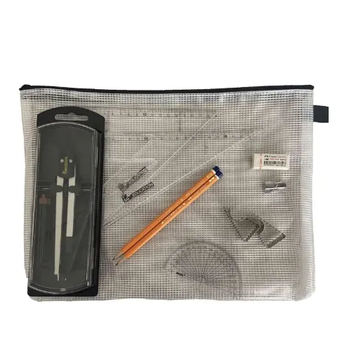 Picture of Pouch Bag with Clutch Pencil Compass, Clips & SG Set Square