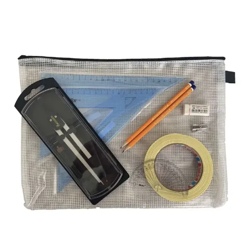 Picture of Pouch Bag with Clutch Pencil Compass, Tape & Helix Set Square