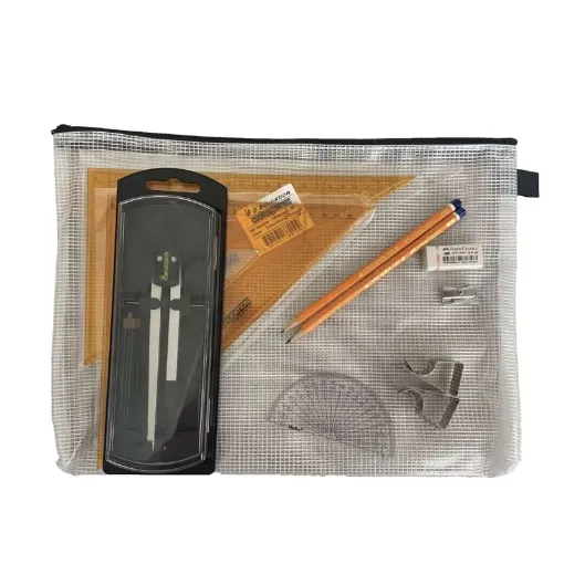 Picture of Pouch Bag with Clutch Pencil Compass, Clips & SG Strong Set Square