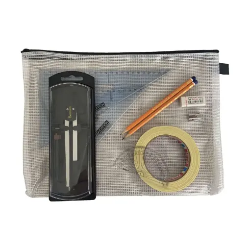 Picture of Pouch Bag with Clutch Pencil Compass, Tape & SG Set Square (0 at Edge)