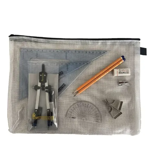 Picture of Pouch Bag with Pen Holder Compass, Clips & SG Set Square (0 at Edge)