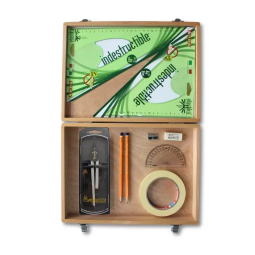 Picture of Wooden Box with Clutch Compass, Tape & Elastika Set Square