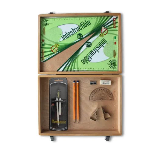 Picture of Wooden Box with Clutch Compass, Clips & Elastika Set Square