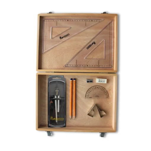 Picture of Wooden Box with Clutch Compass, Clips & SG Set Square