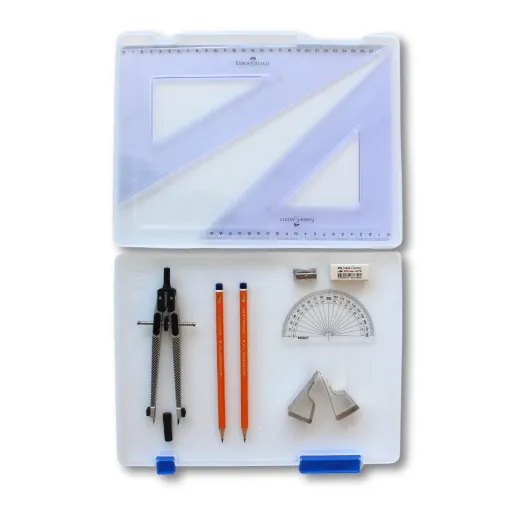 Picture of Tuff Box with Clips & Faber Castell Set Square