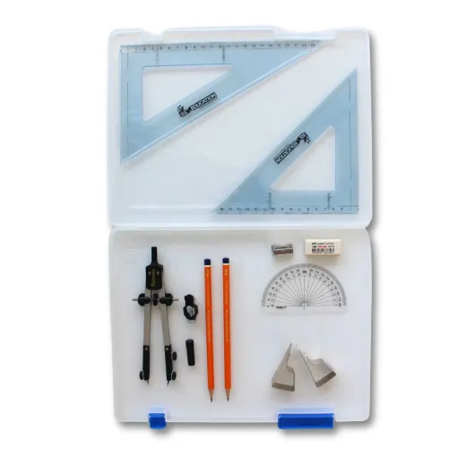 Picture of Tuff Box with Pen Holder Compass, Clips & SG Set Square (0 at Edge)