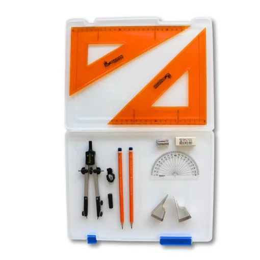 Picture of Tuff Box with Pen Holder Compass, Clips & SG Strong Set Square