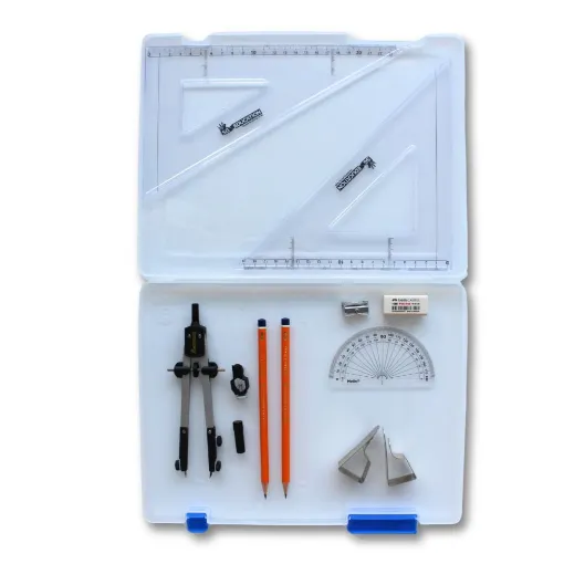 Picture of Tuff Box with Pen Holder Compass, Clips & SG Set Square