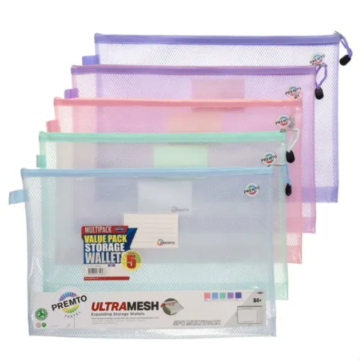 Picture of Premto Ultramesh Expanding Storage B4+ Wallet 5 Pack Pastel Colours