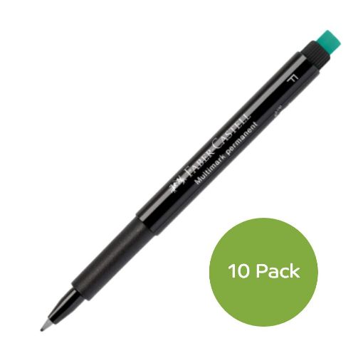 Picture of Faber Castell Multimark Permanent Marker Fine Black 10 Pack