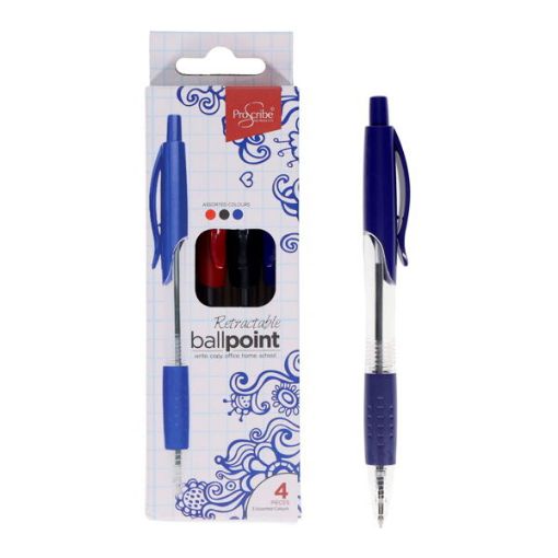 Picture of Proscribe Ballpoint Pens 4 Pack Assorted Colours