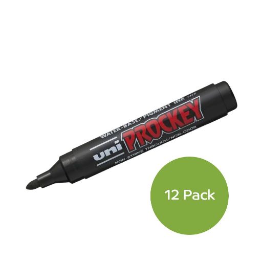 Picture of Uni Prockey 122 Black Round Tip Marker 12 Pack