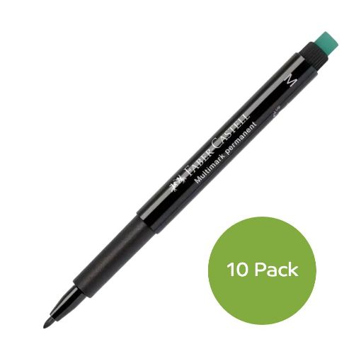 Picture of Faber Castell Multimark Permanent Marker Medium Black 10 Pack