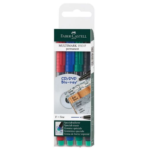 Picture of Faber Castell Multimark Permanent Markers Fine 4 Pack