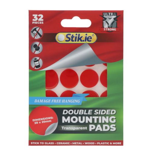 Picture of Stik.ie Double Sided Mount Pads Clear 20mm 32 Pack