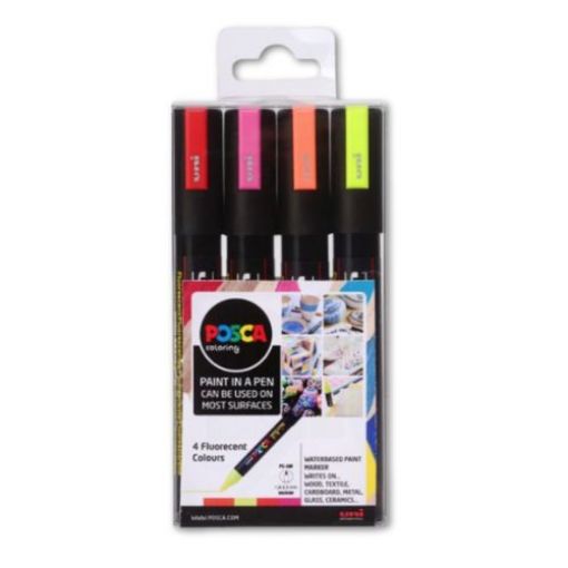 Picture of Posca PC-5M Bullet Tip Markers Fluorescent 4 Pack