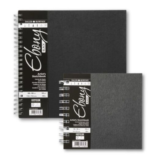 Picture of Daler Rowney Ebony Hardback Square Wire-bound Black Sketchbook 160g Range