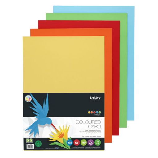 Picture of Premier Activity A3 160gsm Card 200 Sheets Rainbow
