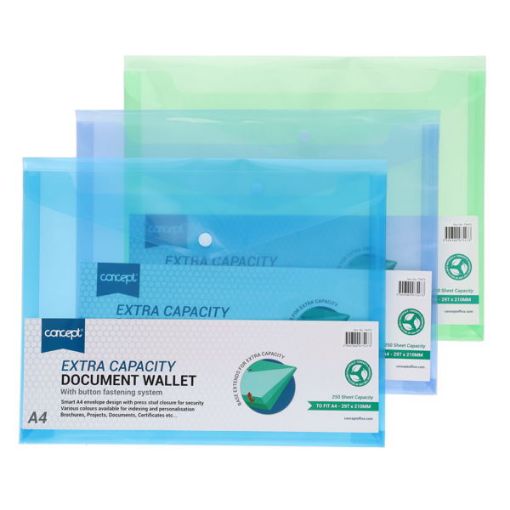 Picture of Concept A4 Extra Capacity Button Document Wallet 