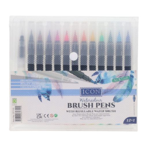 Picture of Icon Watercolor Brush Pens With Water Brush 12 Pack