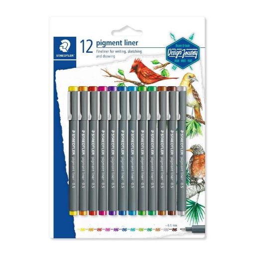 Picture of Staedtler Pigment Liners 12 Pack Assorted Colours