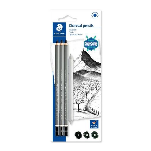 Picture of Staedtler Lumograph Charcoal 3 Pencils & 1 Paper Stump Set