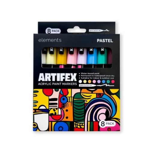 Picture of Elements Artifex Acrylic Paint Markers 8 x 2-3mm Pastel Set