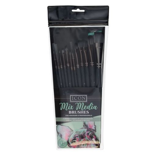 Picture of Icon Mix Media Taklon Brush Set 12 Pack