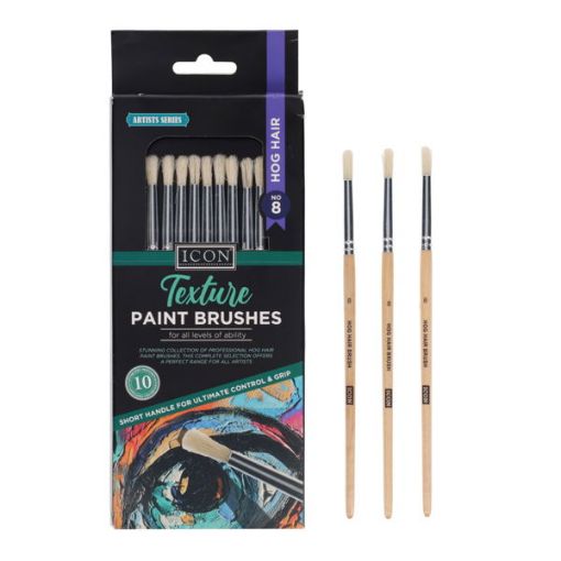 Picture of Icon Texture Paint Brushes Hog Hair No 8 Brush Set 10 Pack