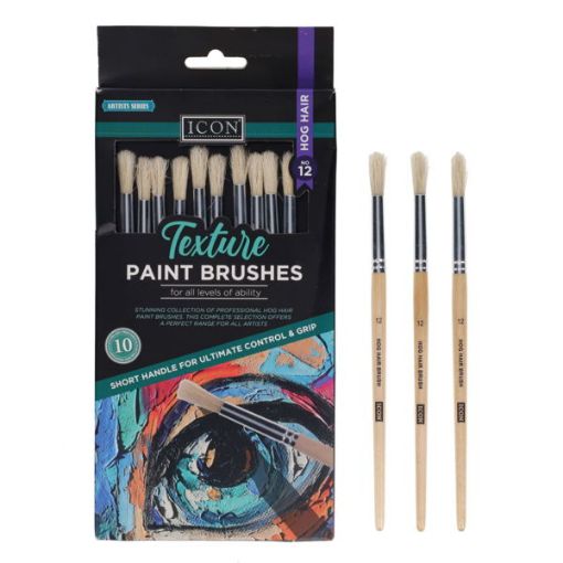 Picture of Icon Texture Paint Brushes Hog Hair No 12 Brush Set 10 Pack