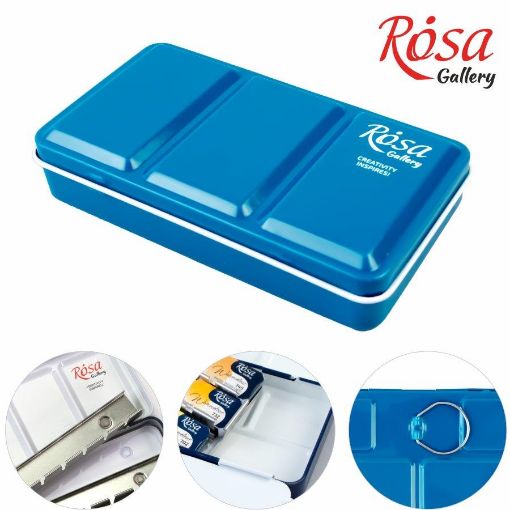 Picture of Rosa Empty Metal Tin for 12 Full Pans Turquoise