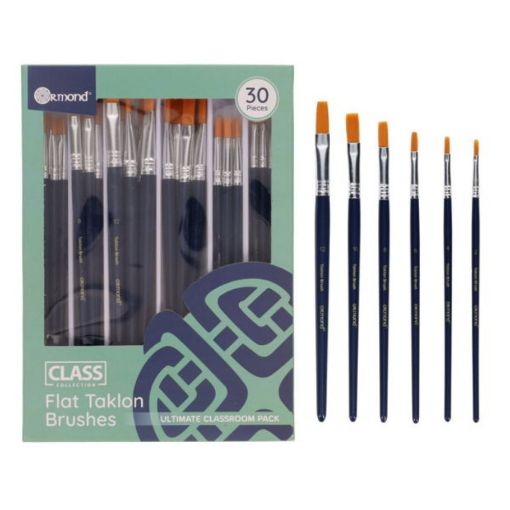 Picture of Ormond Classpack Flat Taklon Brushes 30 Pack