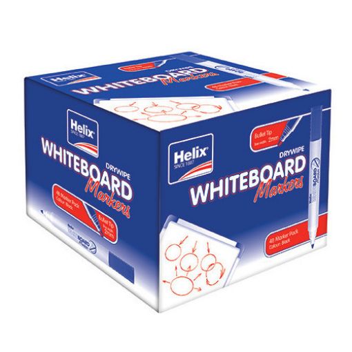 Picture of Helix Bullet Whiteboard Markers Black Ink 48 Pack