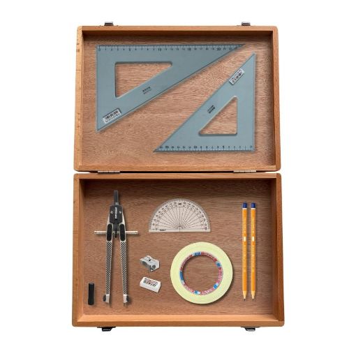 Picture of Wooden Box with Tape & Uni Set Square