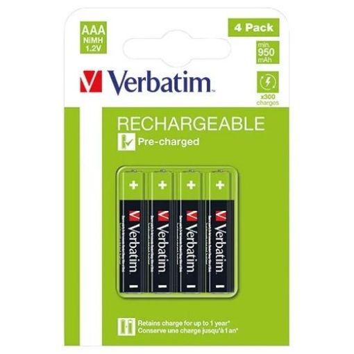 Picture of Verbatim Rechargeable AAA Batteries 4 Pack 950mAh