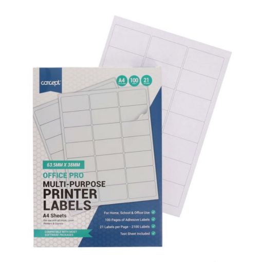 Picture of Concept A4 Multi-Purpose Printer Labels 100 Sheets 21 Labels