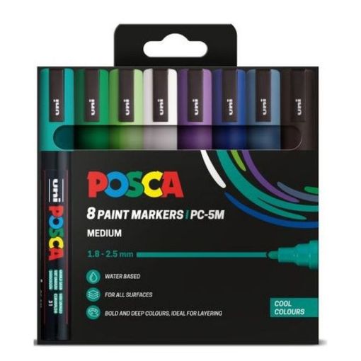 Picture of Posca PC-5M Medium Bullet Markers Cool Colours 8 Pack