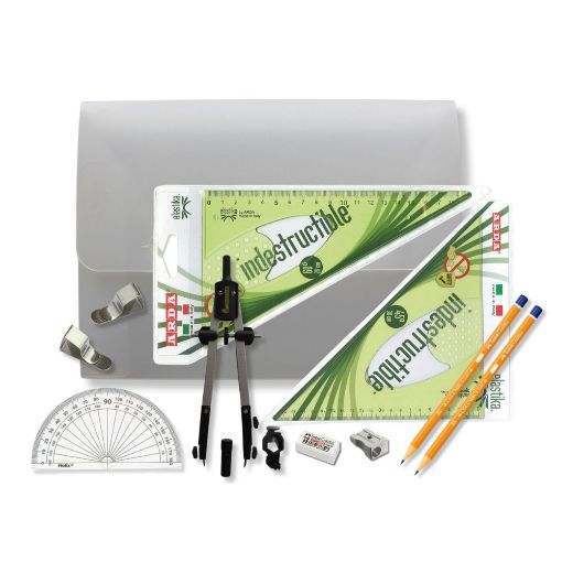 Picture of PolyBox with Pen Holder Compass, Clips & Elastika Set Square