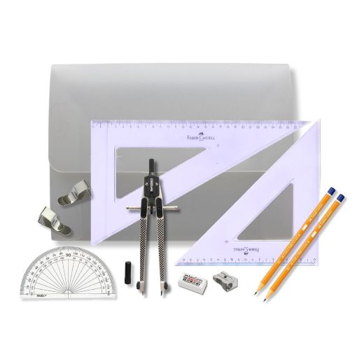 Picture of PolyBox with Clips & Faber Castell Set Square