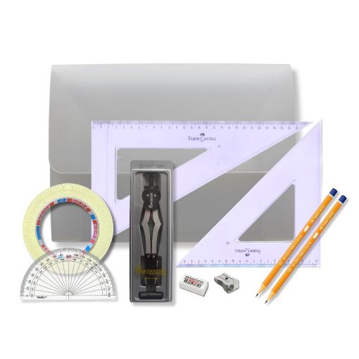 Picture of Strong Poly Box with 2 Part Compass, Tape & Faber Castell Set Square