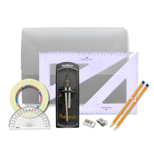Picture of PolyBox Clutch Pencil Compass, with Tape & Faber Castell Set Square