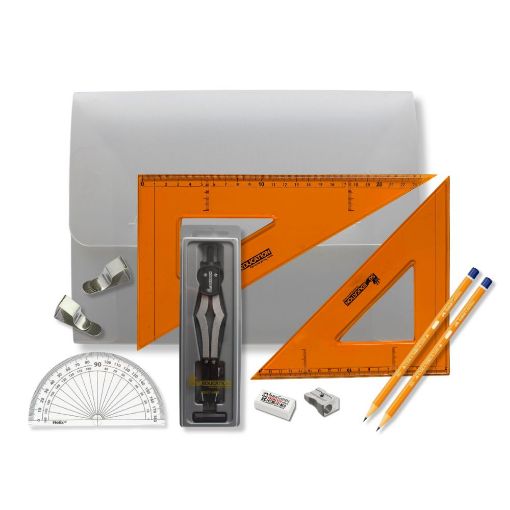 Picture of Strong Poly Box with 2 Part Compass, Clips & SG Strong Set Square