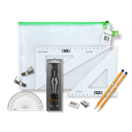 Picture of Pouch Bag with 2 Part Compass, Clips & SG Set Square (0 at Edge)