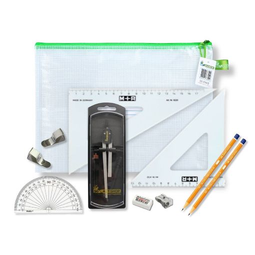 Picture of Pouch Bag with Clutch Pencil Compass, Clips & SG Set Square (0 at Edge)