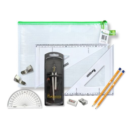 Picture of Pouch Bag with Clutch Pencil Compass, Clips & SG Set Square