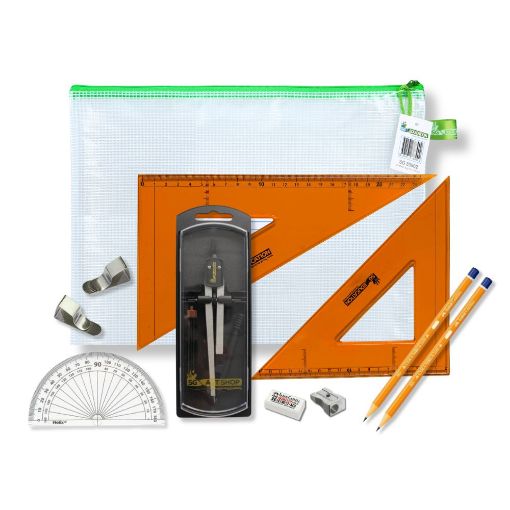 Picture of Pouch Bag with Clutch Pencil Compass, Clips & SG Strong Set Square