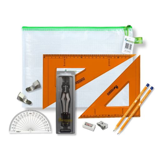 Picture of Pouch Bag with 2 Part Compass, Clips & SG Strong Set Square