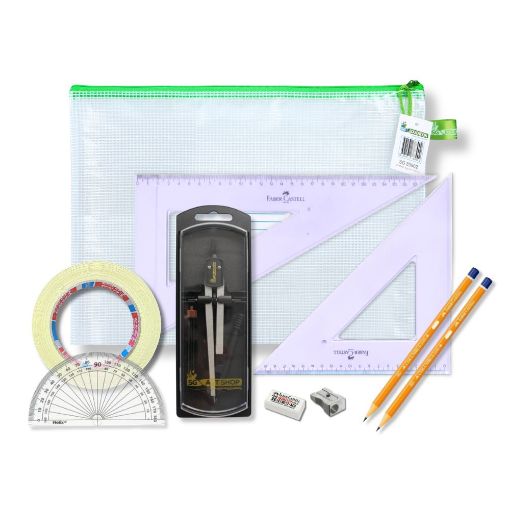 Picture of Pouch Bag with Clutch Pencil Compass, Tape & Faber Castell Set Square