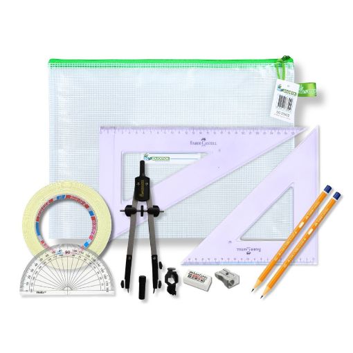 Picture of Pouch Bag with Pen Holder Compass, Tape & Faber Castell Set Square